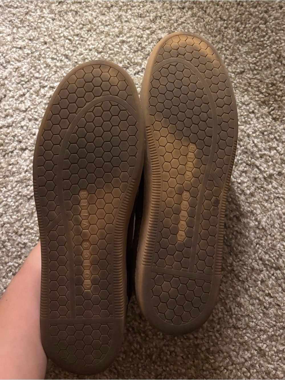 Women’s Brown Suede Low-Top Sneakers with White Accents - Picture 2 of 3